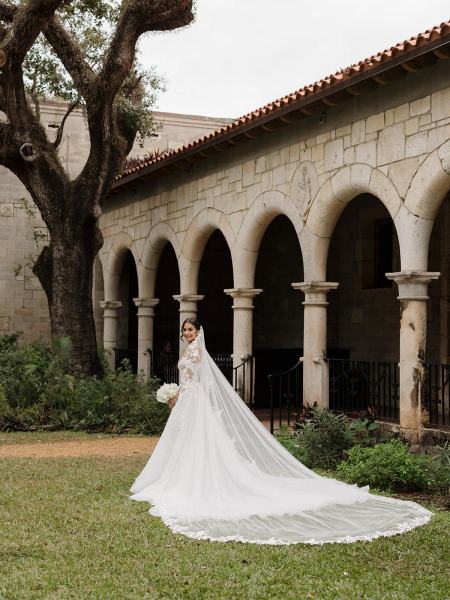 Close-up of bride’s face and makeup at Spanish Monastery Miami