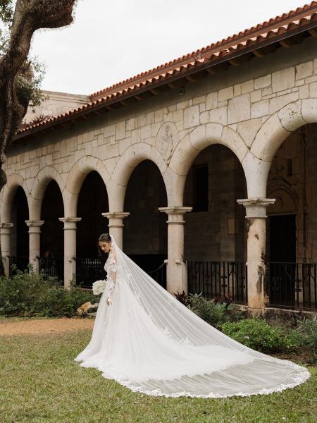 Close-up of bride’s face and makeup at Spanish Monastery Miami