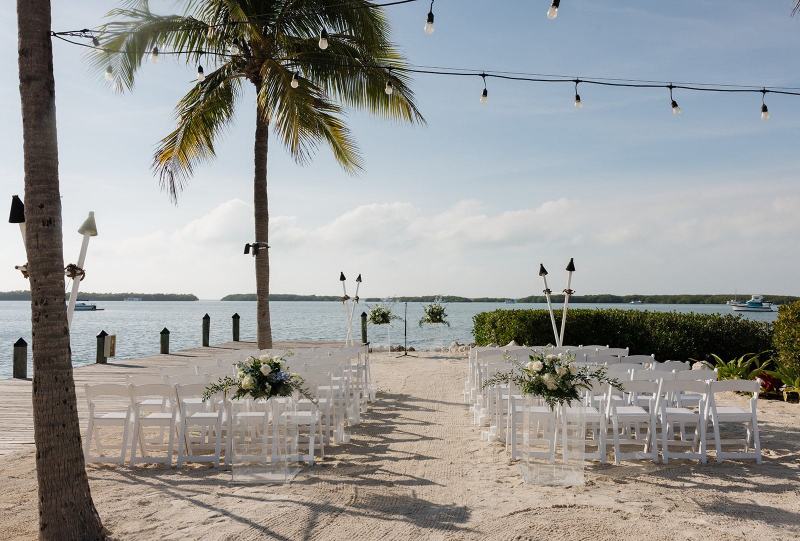 Wide shot of ceremony setup at Islamorada Fish Company Florida Keys