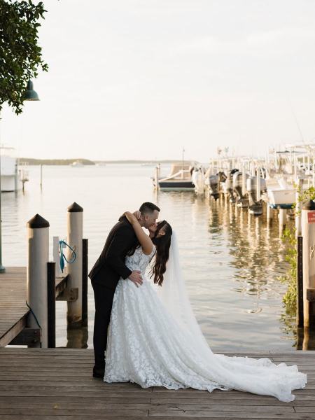 Romantic couple portrait at Islamorada Fish Company Florida Keys