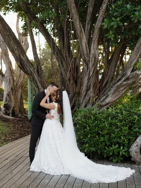 Romantic couple portrait at Islamorada Fish Company Florida Keys