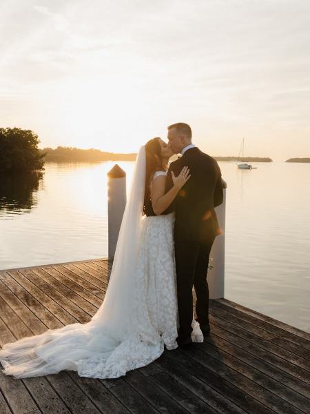 Couple walking hand-in-hand at Islamorada Fish Company Florida Keys