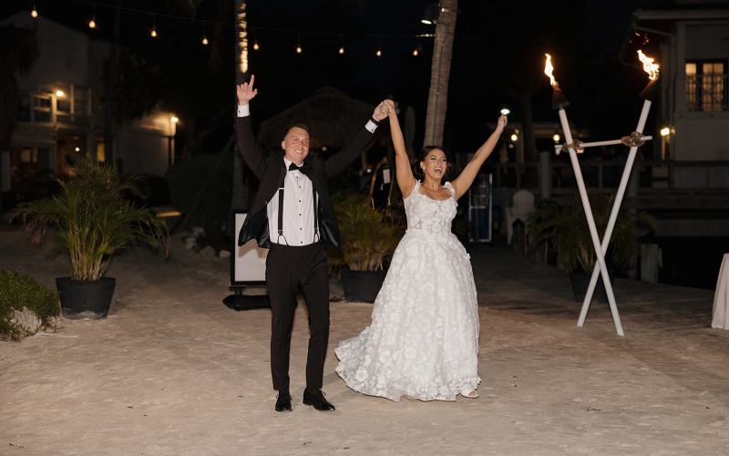 Bride and groom first dance at Islamorada Fish Company Florida Keys