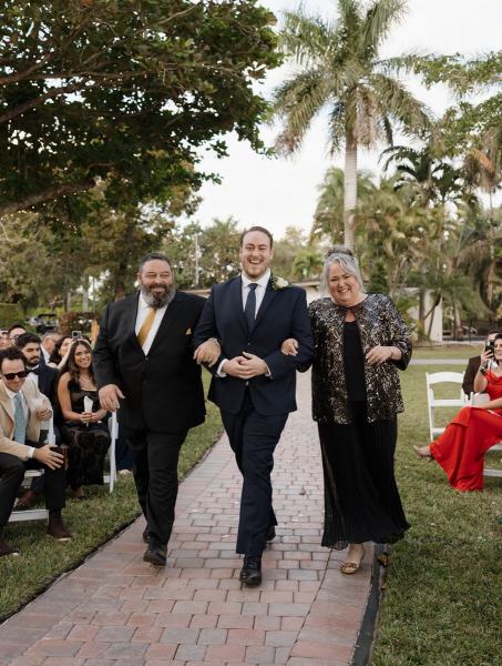 Bride walking down the aisle at Cinco Farms Miami wedding