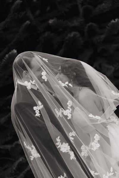Romantic under-the-veil photo with sunset at Cinco Farms Miami
