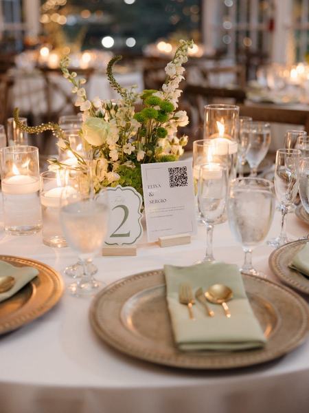 Centerpiece candles on tables at Cinco Farms Miami wedding