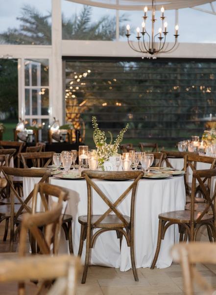 Table number cards with floral accents at Cinco Farms Miami