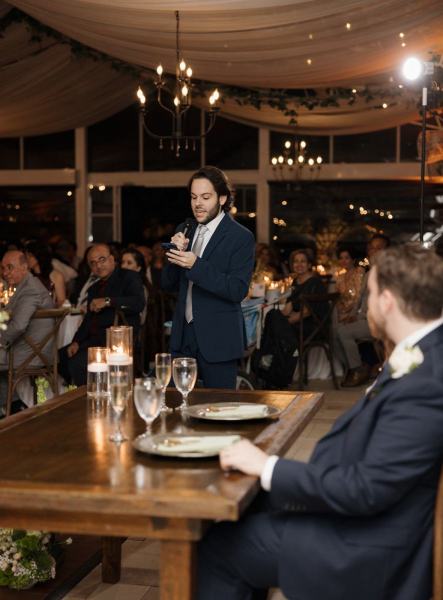 Best man giving speech at Cinco Farms Miami wedding reception