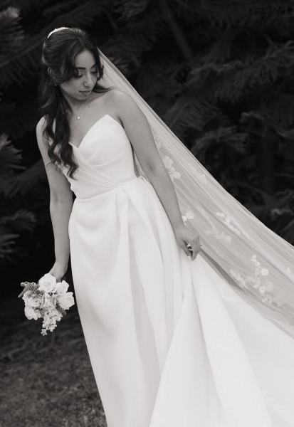 Bride posing in wedding dress at Cinco Farms Miami