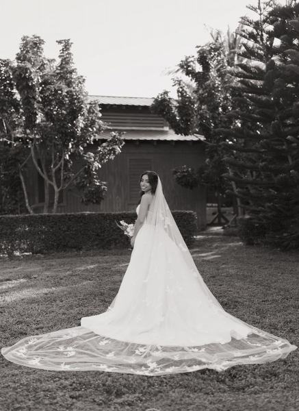 Bride posing in wedding dress at Cinco Farms Miami
