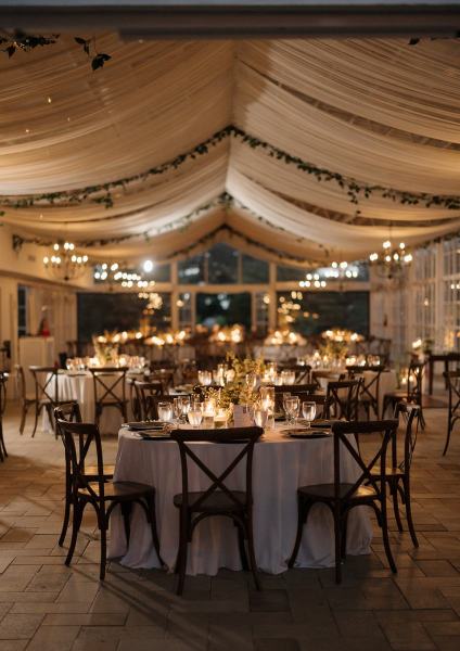 Close-up of votive candles at Cinco Farms Miami wedding reception