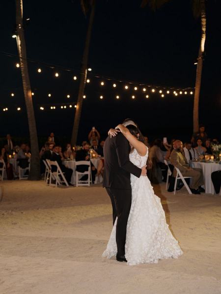 Bride and groom first dance at Islamorada Fish Company Florida Keys